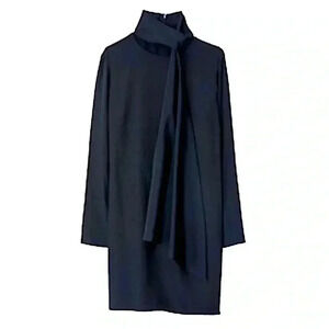 Tibi Silk Crepe Tie Neck Mini Dress Cocktail Retro Office Siren Boardroom New